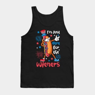 I'm Just Here For The Wieners Funny 4Th Of July Fireworks Tank Top